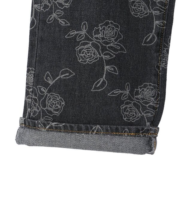 Green Parks ・Ｄｏｕｂｌｅ　Ｆｌａｇｓ　フラワー抜染ストレートデニム Black