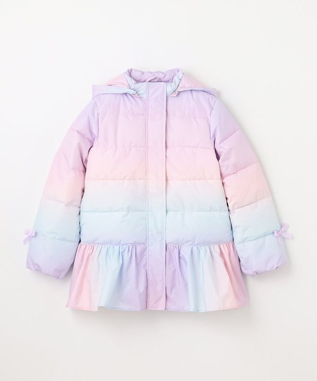 ANY KIDS 【洗濯機OK】中綿リボンコート レインボー