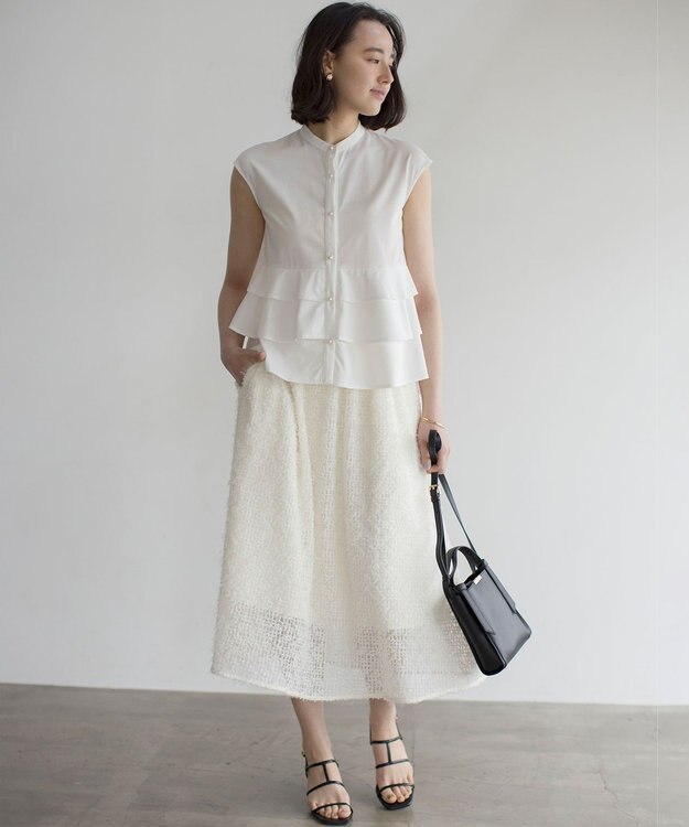 組曲 S フェザーチュール スカート オフベージュ系