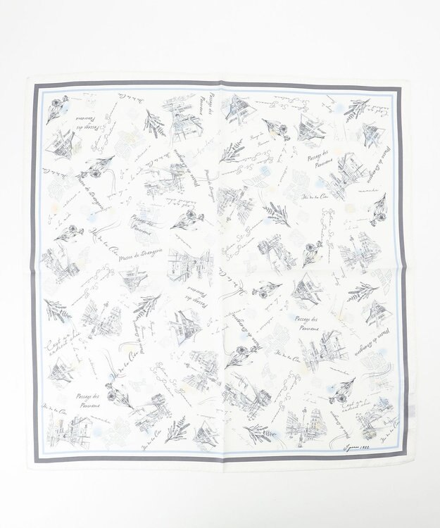 J.PRESS LADIES Ville de Paris スクエア プリント スカーフ ホワイト系5