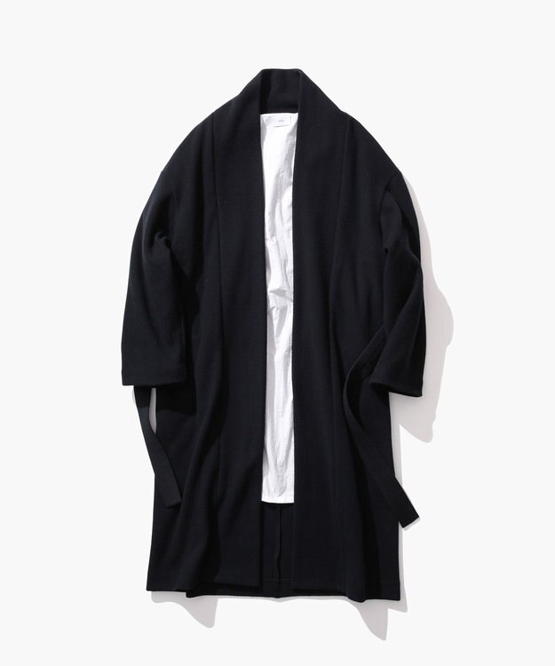 ATON ROYAL CHUNKY FLEECE | ショールカラーコート BLACK