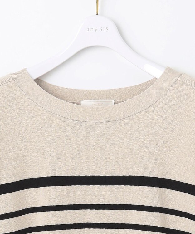 ANY SIS 【洗える】パネルボーダー ニット ベージュベースボーダー