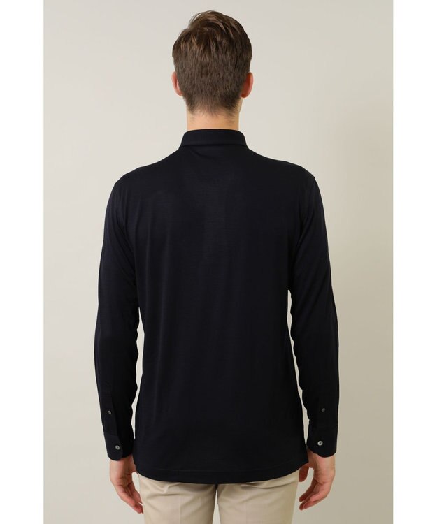 DAKS ウール長袖ポロシャツ ネイビー