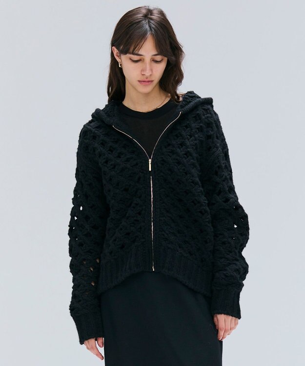 BEIGE， KOKOMO / ウールアルパカメッシュニットパーカー Black