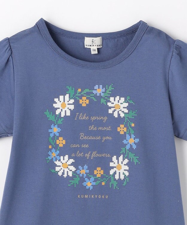 組曲 KIDS  【110-140㎝】 フラワーリースTeeシャツ ブルー