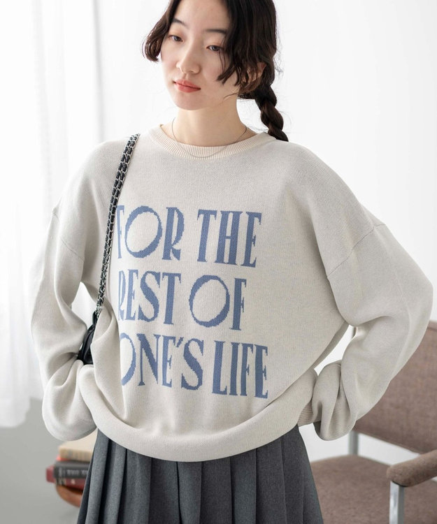 WEGO ロゴジャガードニットプルオーバー ホワイトアイボリー