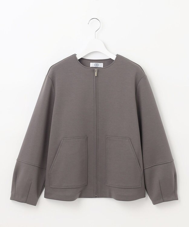 J.PRESS LADIES 【洗える】ダンボールジャージー ブルゾン グレー系