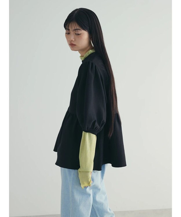 Green Parks armonia. ウエストギャザー袖ボリュームニット Black