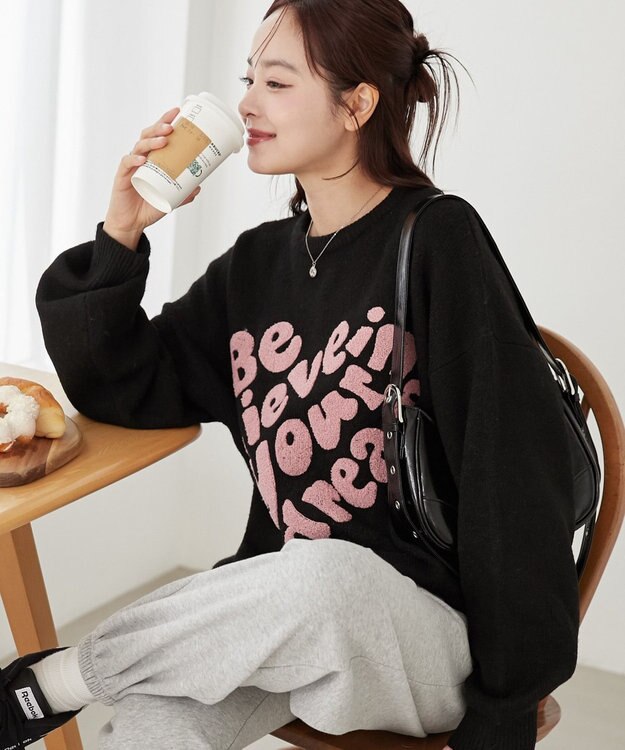 WEGO フラッフィーグラフィックBIGニットプルオーバー 柄6