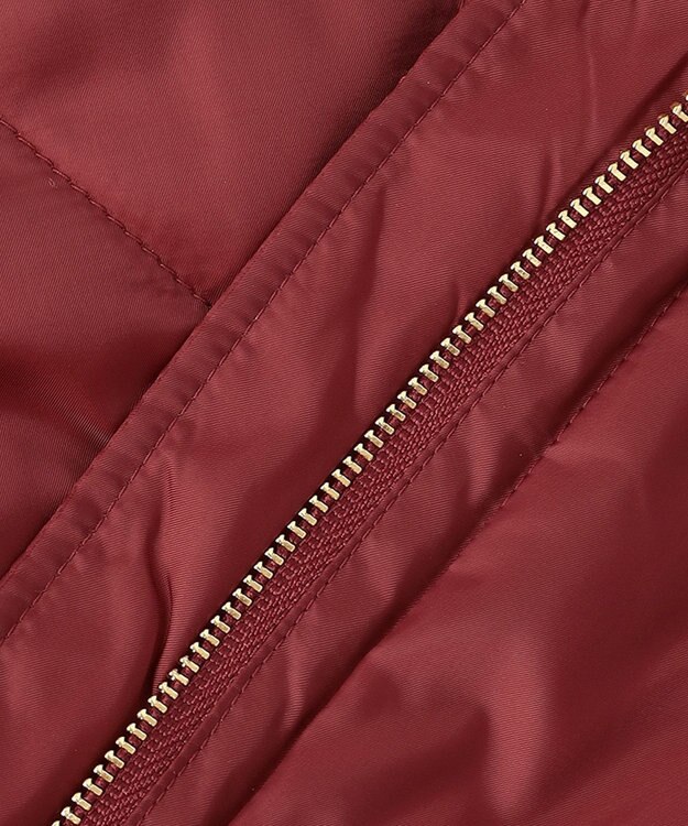 自由区 L 【洗える】ブライトキルト フード付きコート レッド系