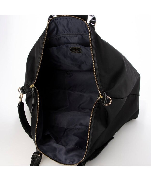 UNBILLION ペルケ perche / ナイロン×牛革かぶせジェムストーン2wayボストンバッグ ブラック