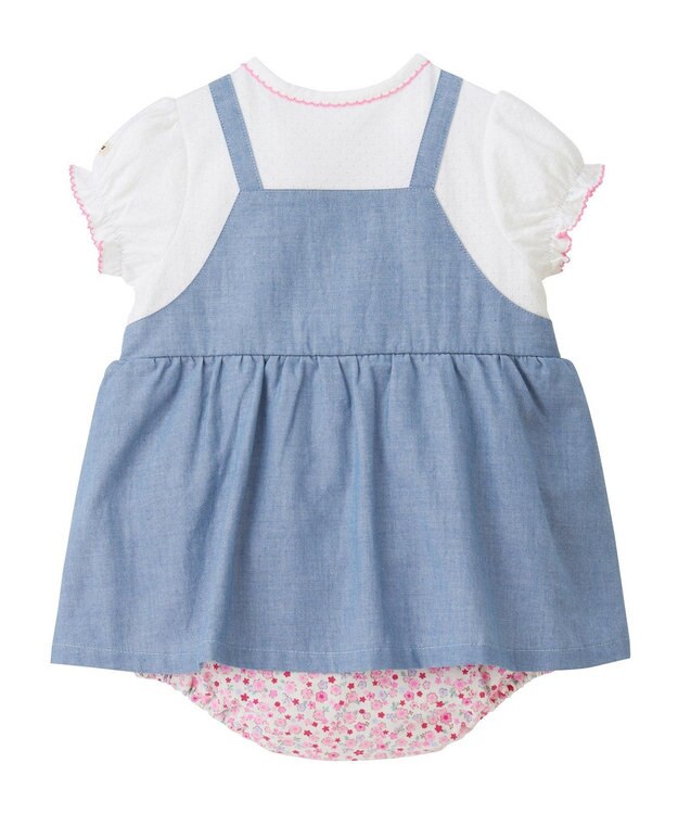 MIKI HOUSE HOT BISCUITS 【70-80cm】 ジャンパースカート風 ショートオール ブルー