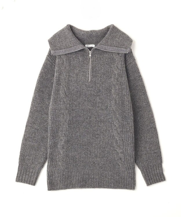 CRAFT STANDARD BOUTIQUE ハーフジップローゲージニットチュニック Gray Mixture
