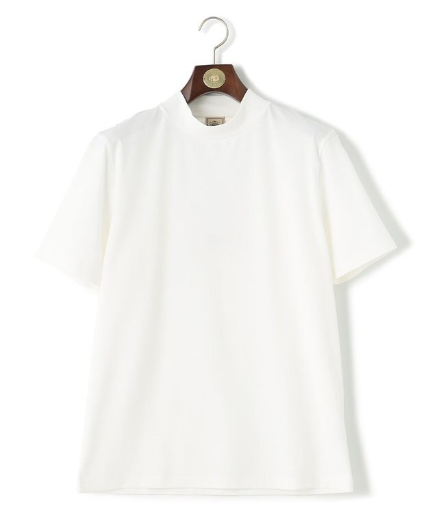 J.PRESS MEN シルクのような光沢感の上品Tシャツ【UVカット / 接触冷感 / 吸水速乾】【J.PRESS PREMIUM JERSEY】ポンチモックネック Tシャツ ホワイト系