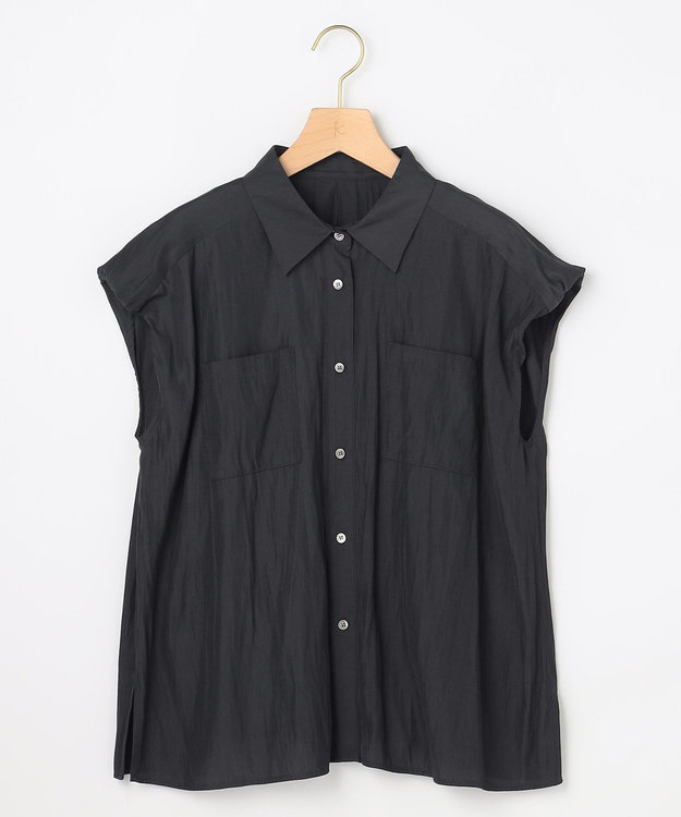 組曲 S ギャザーライトデシン ブラウス ネイビー系