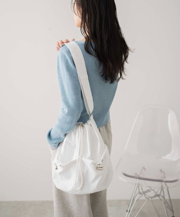 WEGO ナイロン巾着ショルダー ホワイト