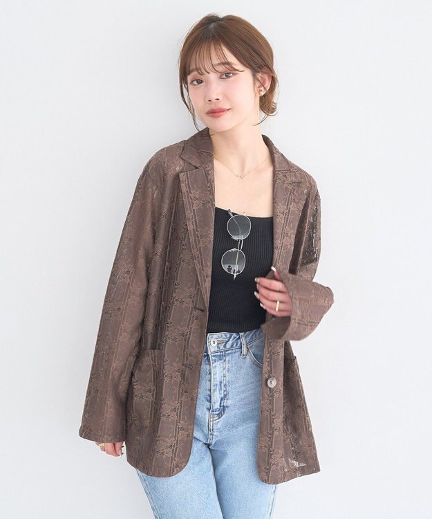 earth music&ecology レースシャツジャケット Ivory