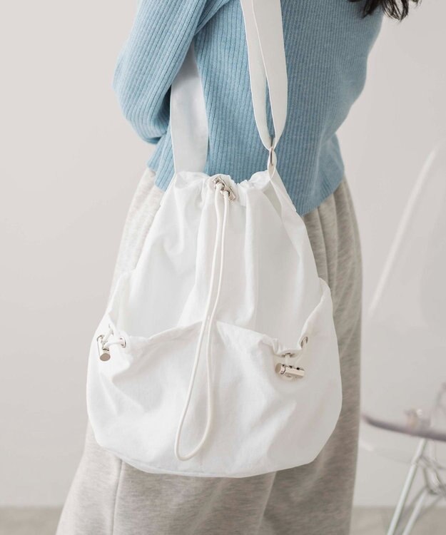 WEGO ナイロン巾着ショルダー ホワイト