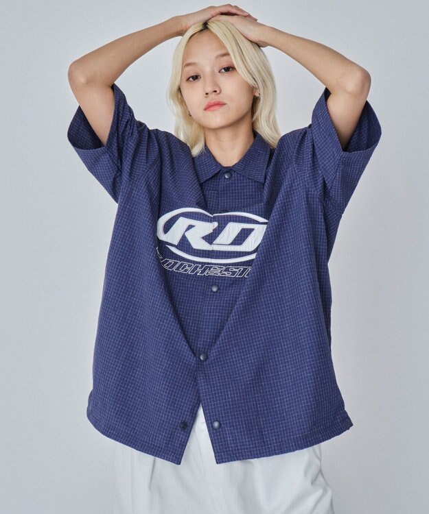 WEGO 【ユニセックス着用ITEM】リップストップグラフィックシャツ（SS） ネイビー