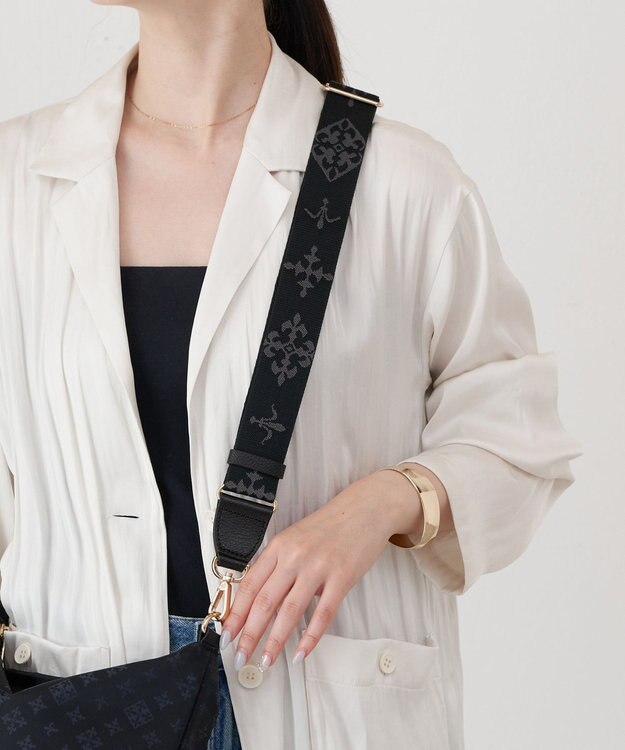 russet アレンジショルダーベルト［Monogram］(CE-1099) Black（ゴールド金具）