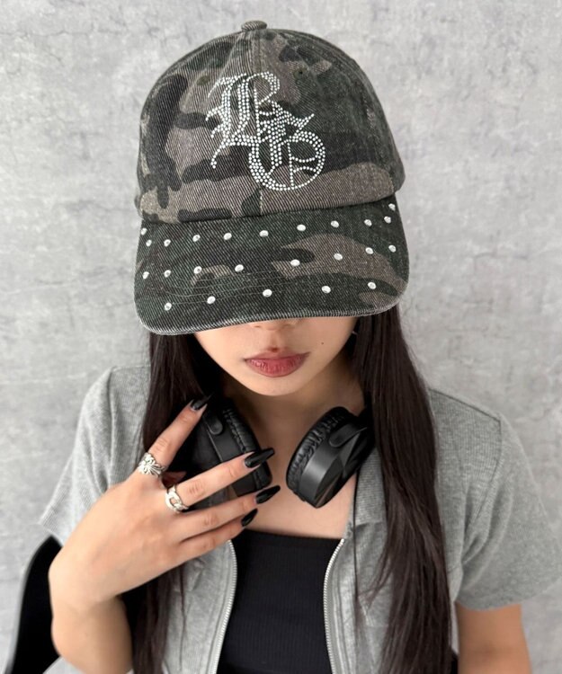 WEGO ロゴラインストーンキャップ 柄1