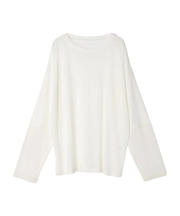 Green Parks 袖チュールドッキングシアープルオーバー Off White