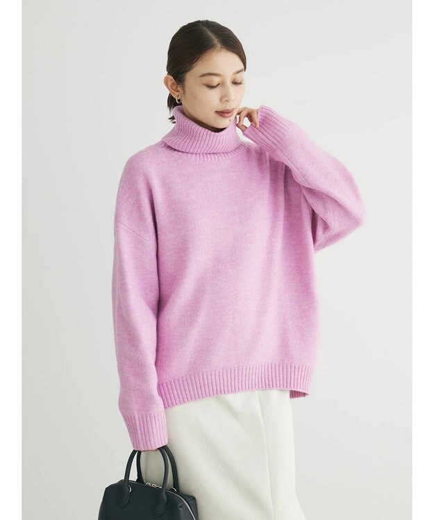 Green Parks ｆｕｗａっとメランジタートルニットプルオーバー Pink