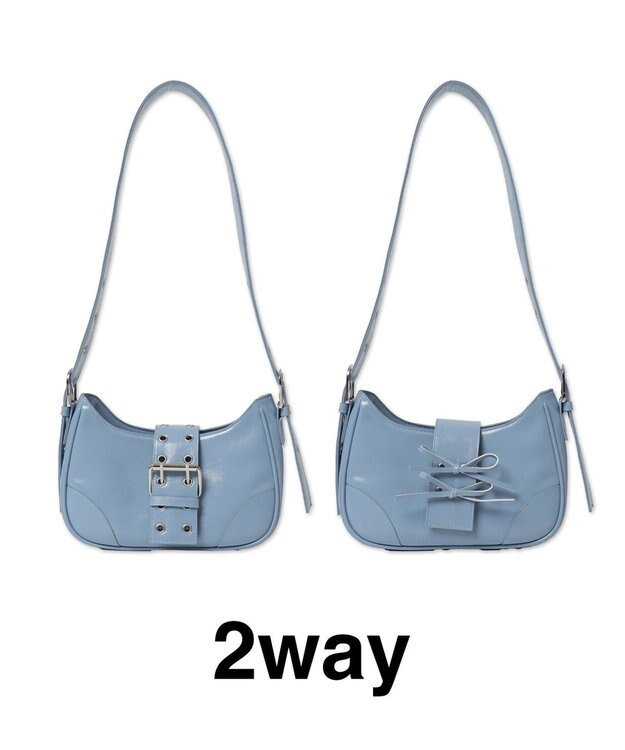 WEGO マルチWAYハーフムーンベルトバッグ サックス