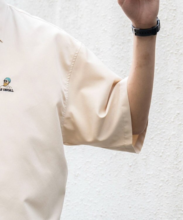 WEGO 【シワになりにくい】イージーケアオックスフォードワンポイントシャツ（S） ベージュ