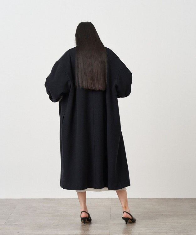 ATON ROYAL CHUNKY FLEECE | ショールカラーコート BLACK