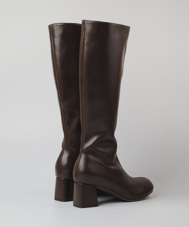 BONTRE 【PRECIEUX JOUET/プレシュウジュエ】オブリークジップロングブーツ ダークブラウン