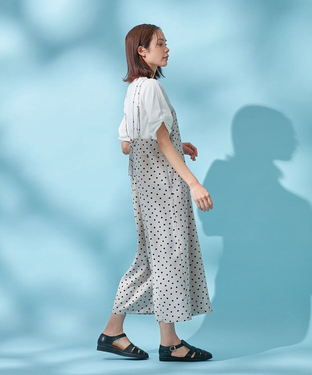 ANY 【洗濯機可/着丈調整可】ドットプリント サロペット ベージュベース