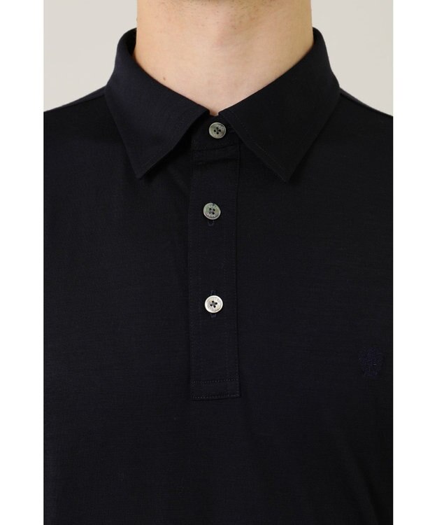 DAKS ウール長袖ポロシャツ ネイビー