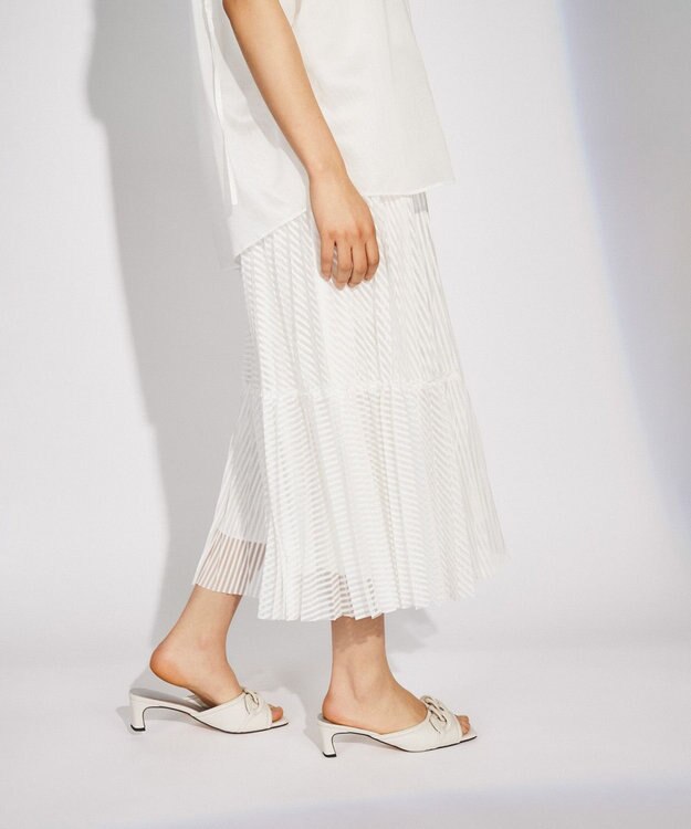 GRACE CONTINENTAL ストライプチュールスカート ホワイト