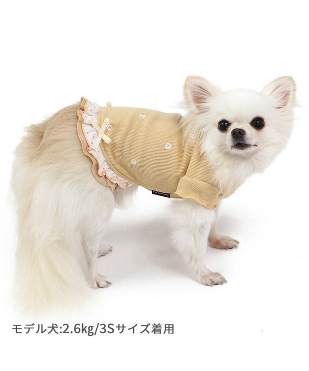 PET PARADISE ペットパラダイス ペティヒートプレミアム  Tシャツ《花刺繍柄》 小型犬 花刺繍柄