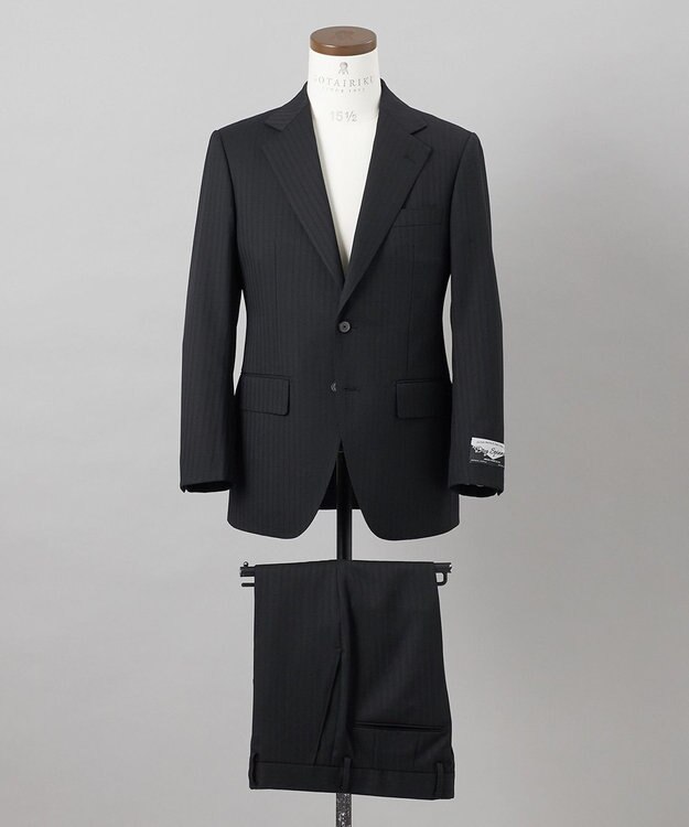 GOTAIRIKU 【御幸毛織】ドライスピナーツイルストレッチスーツ_ブラックストライプ ブラック系1