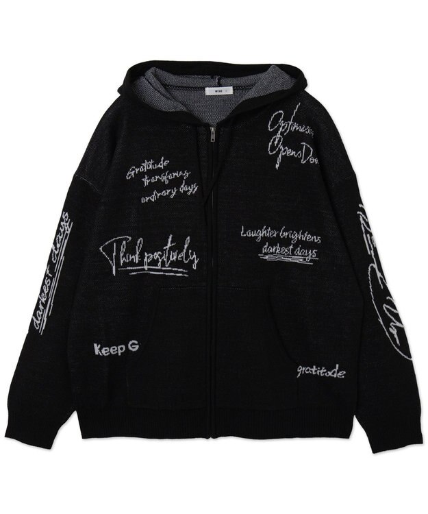 WEGO 【ユニセックス着用ITEM】ジャガードロゴジップパーカー ブラック