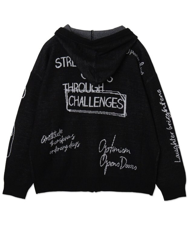 WEGO 【ユニセックス着用ITEM】ジャガードロゴジップパーカー ブラック