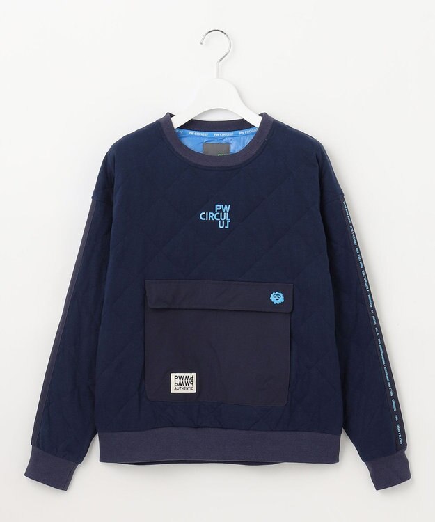 PW CIRCULUS 【裏地付き/防寒】【WOMEN】キルティングスエットプルオーバー ネイビー系
