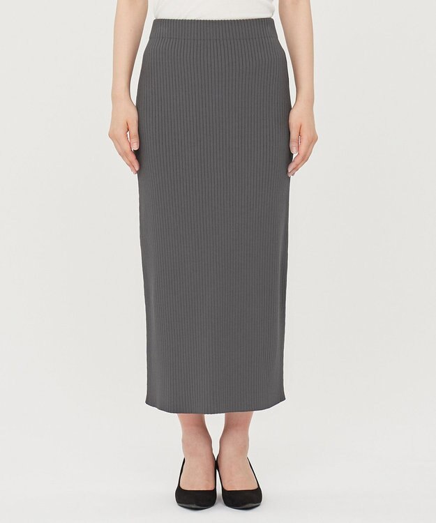 uncrave 【手洗い可】スムース ニット リブ スカート（uncrave STANDARD） スレート