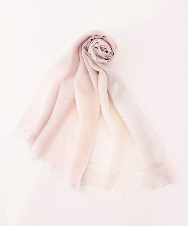 MOONBAT FURLA ラメ入りブロックチェックストール ペールピンク