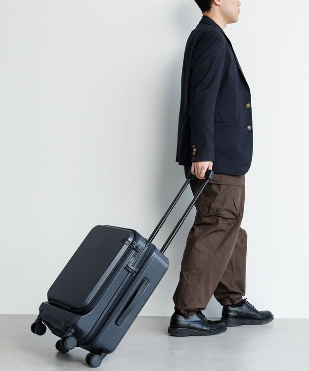 ACE BAGS & LUGGAGE ace. トルク スーツケース 40/48L 機内持込 A4/14.0インチPC収納  ガーメントケース付 09091 トルク ジェットブラック