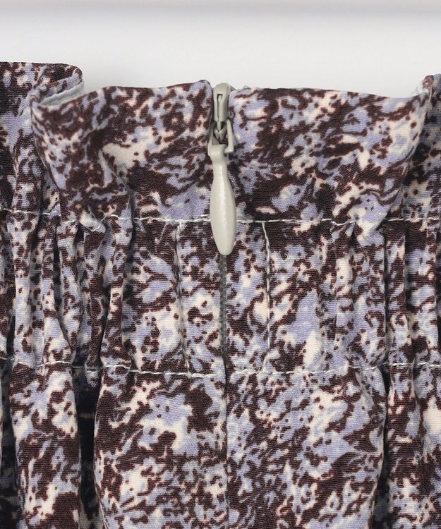 ANY SIS 【洗える】ラインポイントフラワー スカート ブルー系