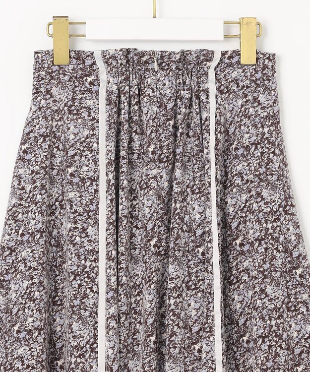 ANY SIS 【洗える】ラインポイントフラワー スカート ブルー系