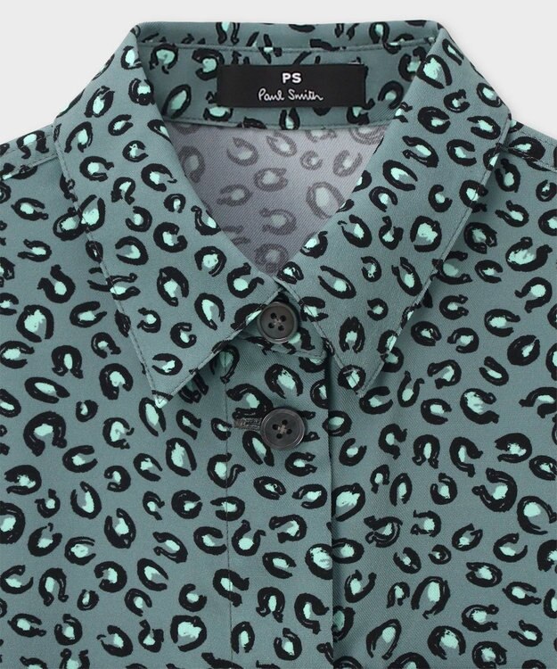 Paul Smith Horseshoe Leopard プリント ブラウス グレイッシュブルー