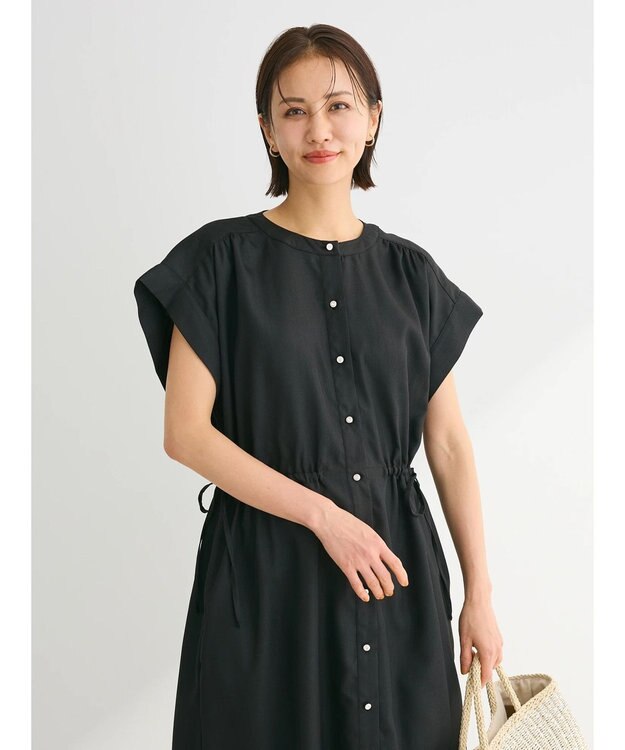 Green Parks ・ＥＬＥＮＣＡＲＥ　ＤＵＥリネンライクドロストワンピース Black