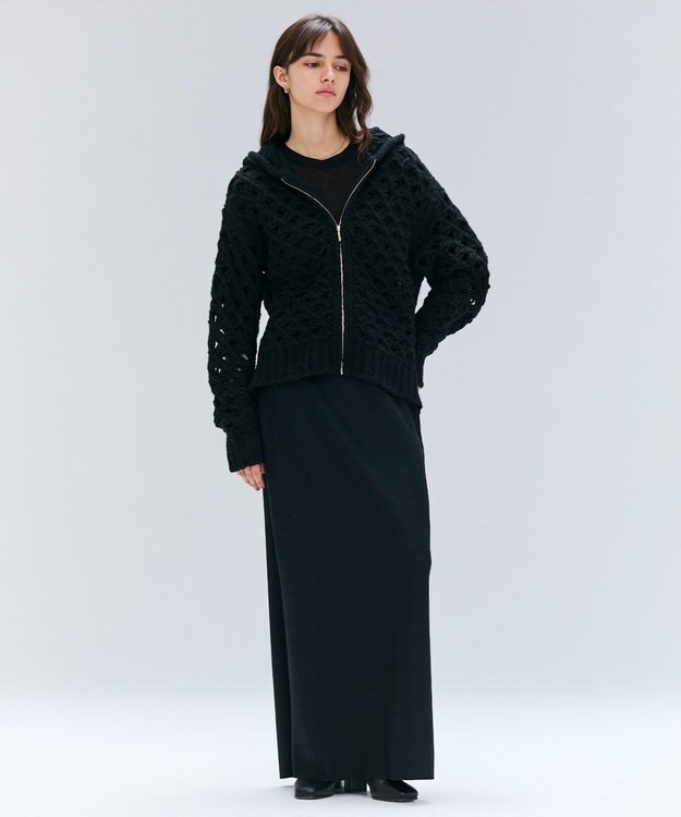 BEIGE， KOKOMO / ウールアルパカメッシュニットパーカー Black