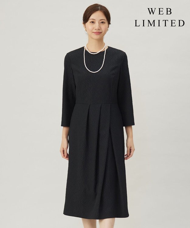 J.PRESS LADIES 【WEB限定】POP UPジャカード ワンピース 【WEB限定】ブラック系