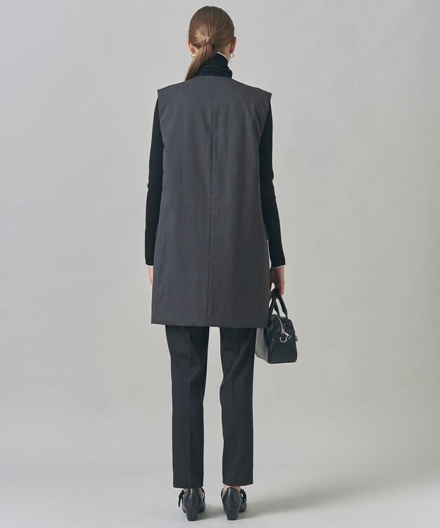 ICB 【洗える・リバーシブル着用可】T/Wツイルキルト リバーシブル パディング ジレ チャコール系