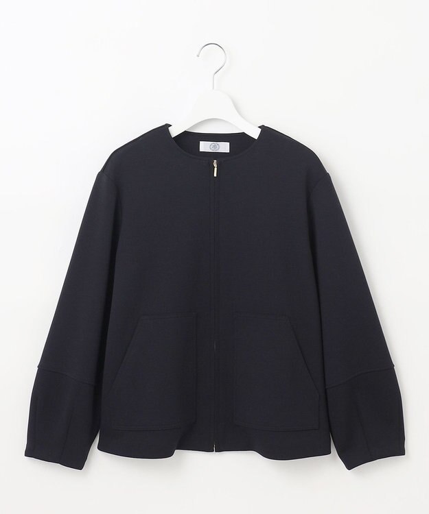 J.PRESS LADIES 【洗える】ダンボールジャージー ブルゾン ネイビー系